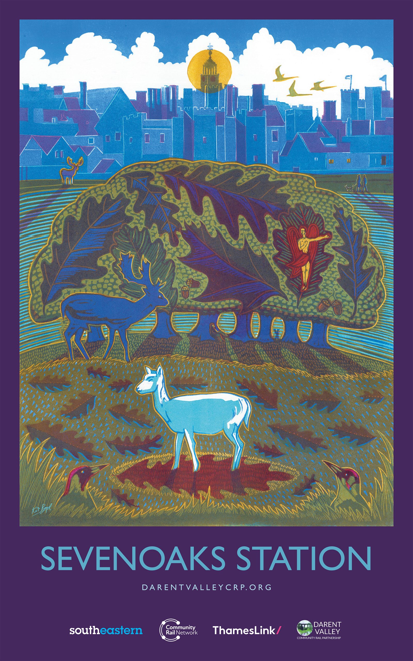 Poster of Knole Park, deer and Sevenoaks